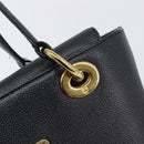 MCM Hand Bag Leather Black Gold Auth 212043-15