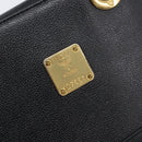 MCM Hand Bag Leather Black Gold Auth 212043-16