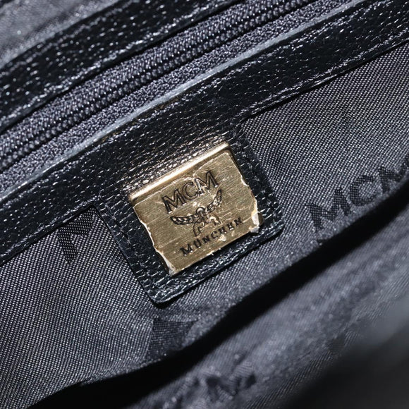 MCM Hand Bag Leather Black Gold Auth 212043