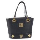 MCM Hand Bag Leather Black Gold Auth 212043-2