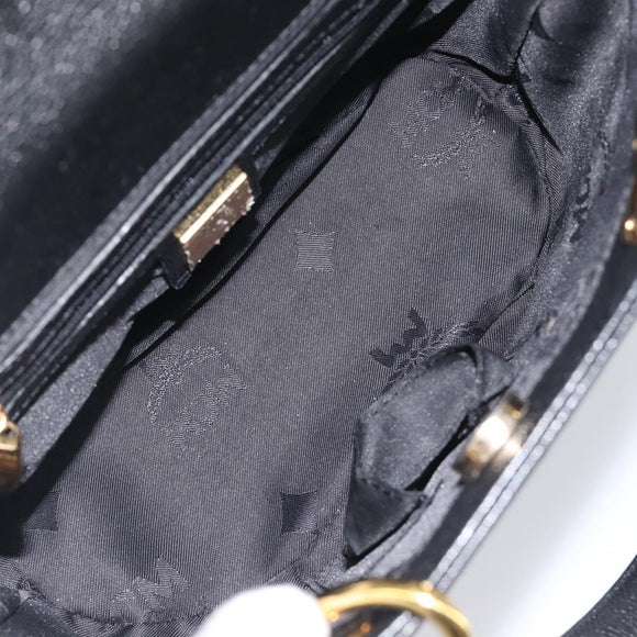 MCM Hand Bag Leather Black Gold Auth 212043