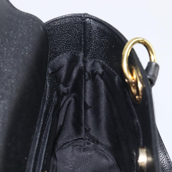MCM Hand Bag Leather Black Gold Auth 212043