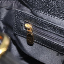 MCM Hand Bag Leather Black Gold Auth 212043-23
