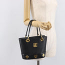 MCM Hand Bag Leather Black Gold Auth 212043-25