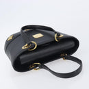 MCM Hand Bag Leather Black Gold Auth 212043-6