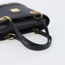 MCM Hand Bag Leather Black Gold Auth 212043-7