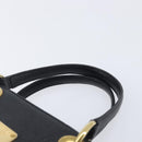 MCM Hand Bag Leather Black Gold Auth 212043-8