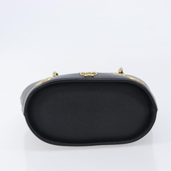 MCM Hand Bag Leather Black Gold Auth 212043