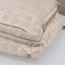 CHANEL New Travel Line Hand Bag Canvas 2way Beige Silver CC Auth 212044A-12