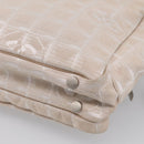 CHANEL New Travel Line Hand Bag Canvas 2way Beige Silver CC Auth 212044A-14