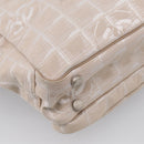 CHANEL New Travel Line Hand Bag Canvas 2way Beige Silver CC Auth 212044A-15