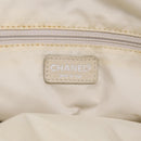 CHANEL New Travel Line Hand Bag Canvas 2way Beige Silver CC Auth 212044A-17