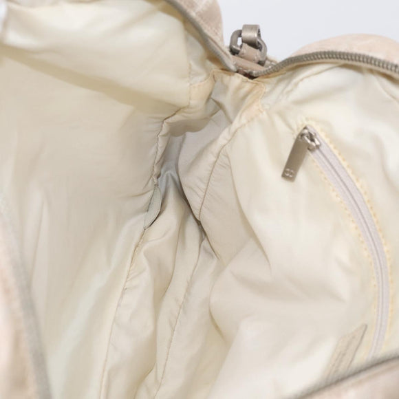 CHANEL New Travel Line Hand Bag Canvas 2way Beige Silver CC Auth 212044A