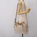 CHANEL New Travel Line Hand Bag Canvas 2way Beige Silver CC Auth 212044A-27