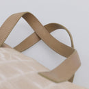 CHANEL New Travel Line Hand Bag Canvas 2way Beige Silver CC Auth 212044A-8