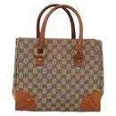 GUCCI GG Canvas Hand Bag Beige Gold 120895 Auth 212051-2