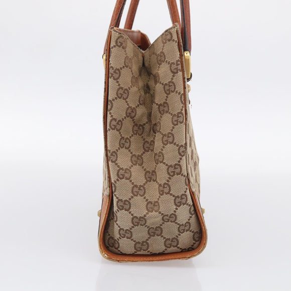 GUCCI GG Canvas Hand Bag Beige Gold 120895 Auth 212051