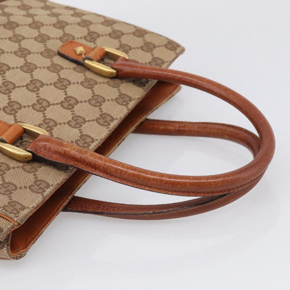 GUCCI GG Canvas Hand Bag Beige Gold 120895 Auth 212051