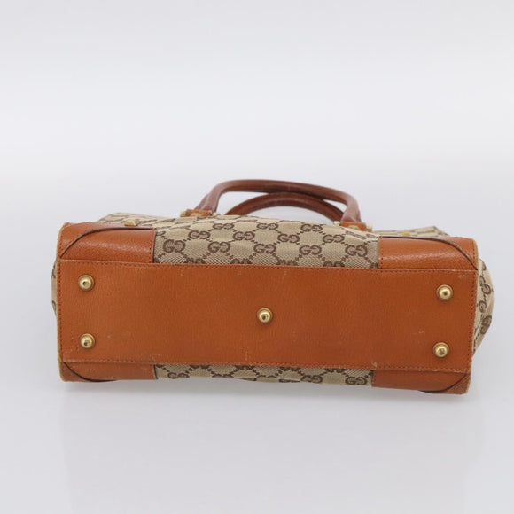 GUCCI GG Canvas Hand Bag Beige Gold 120895 Auth 212051