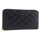 CELINE Triomphe Long Wallet Leather Black Gold Auth 212057M-1