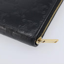CELINE Triomphe Long Wallet Leather Black Gold Auth 212057M-10