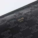 CELINE Triomphe Long Wallet Leather Black Gold Auth 212057M-12