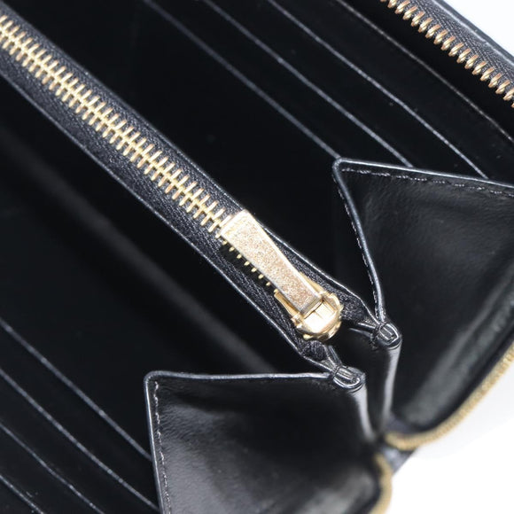 CELINE Triomphe Long Wallet Leather Black Gold Auth 212057M