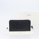 CELINE Triomphe Long Wallet Leather Black Gold Auth 212057M-23