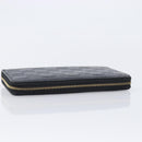 CELINE Triomphe Long Wallet Leather Black Gold Auth 212057M-6