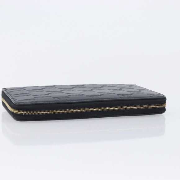 CELINE Triomphe Long Wallet Leather Black Gold Auth 212057M