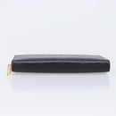 CELINE Triomphe Long Wallet Leather Black Gold Auth 212057M-7