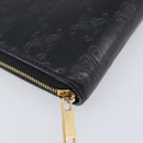 CELINE Triomphe Long Wallet Leather Black Gold Auth 212057M-9