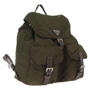 PRADA Backpack Nylon Khaki Silver Auth 212071V-1