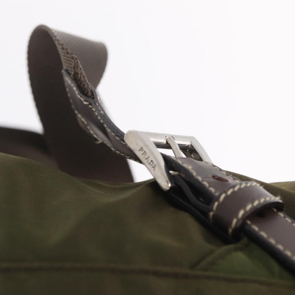 PRADA Backpack Nylon Khaki Silver Auth 212071V
