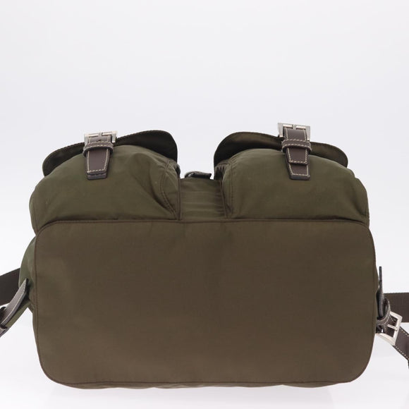 PRADA Backpack Nylon Khaki Silver Auth 212071V