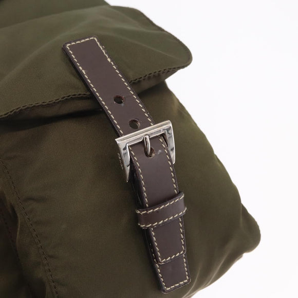 PRADA Backpack Nylon Khaki Silver Auth 212071V
