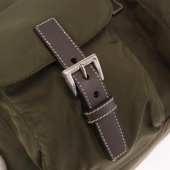 PRADA Backpack Nylon Khaki Silver Auth 212071V