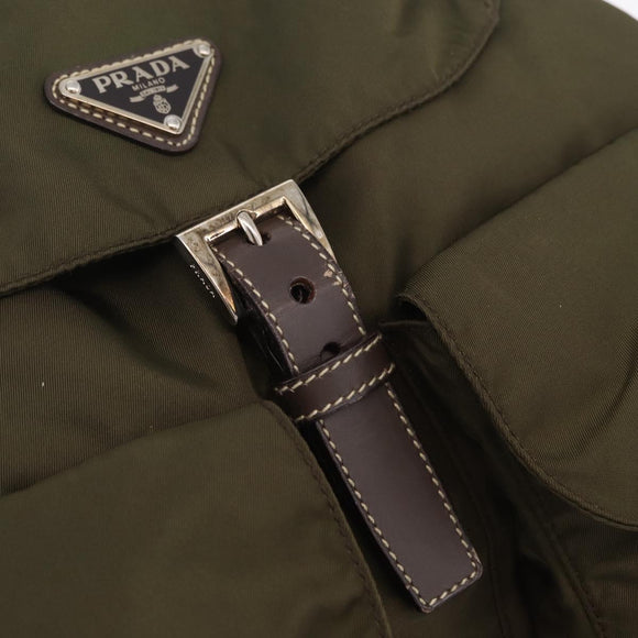 PRADA Backpack Nylon Khaki Silver Auth 212071V