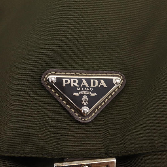 PRADA Backpack Nylon Khaki Silver Auth 212071V