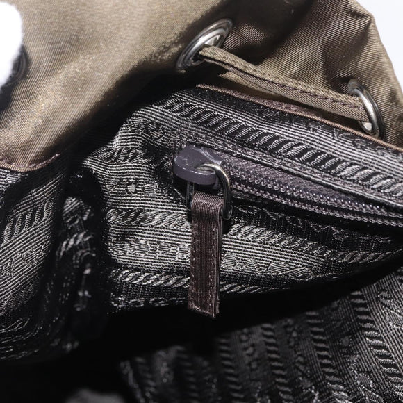 PRADA Backpack Nylon Khaki Silver Auth 212071V