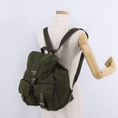 PRADA Backpack Nylon Khaki Silver Auth 212071V-38