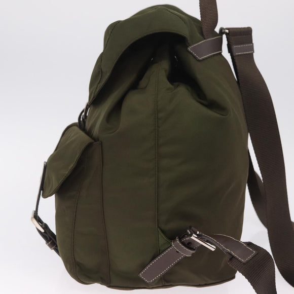 PRADA Backpack Nylon Khaki Silver Auth 212071V