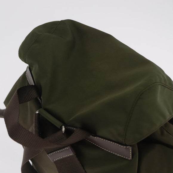 PRADA Backpack Nylon Khaki Silver Auth 212071V