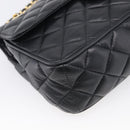 GIVENCHY Chain Shoulder Bag Leather Black Gold Auth 212078A-11
