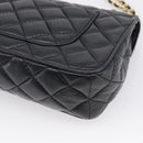 GIVENCHY Chain Shoulder Bag Leather Black Gold Auth 212078A-12