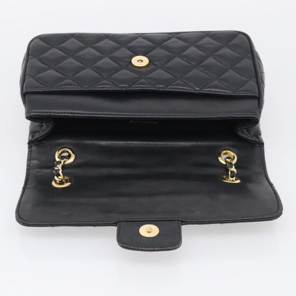 GIVENCHY Chain Shoulder Bag Leather Black Gold Auth 212078A