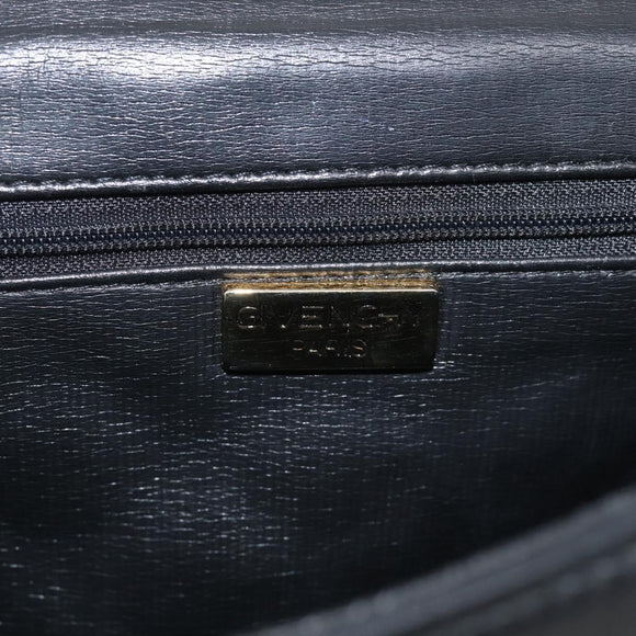 GIVENCHY Chain Shoulder Bag Leather Black Gold Auth 212078A
