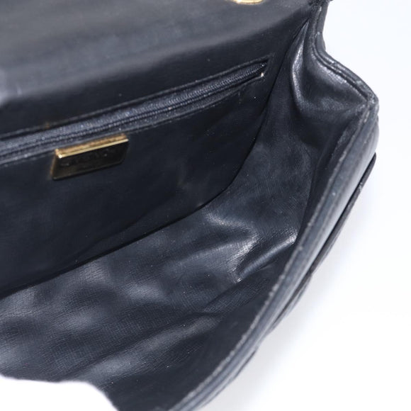 GIVENCHY Chain Shoulder Bag Leather Black Gold Auth 212078A