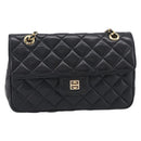 GIVENCHY Chain Shoulder Bag Leather Black Gold Auth 212078A-2
