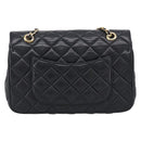 GIVENCHY Chain Shoulder Bag Leather Black Gold Auth 212078A-3